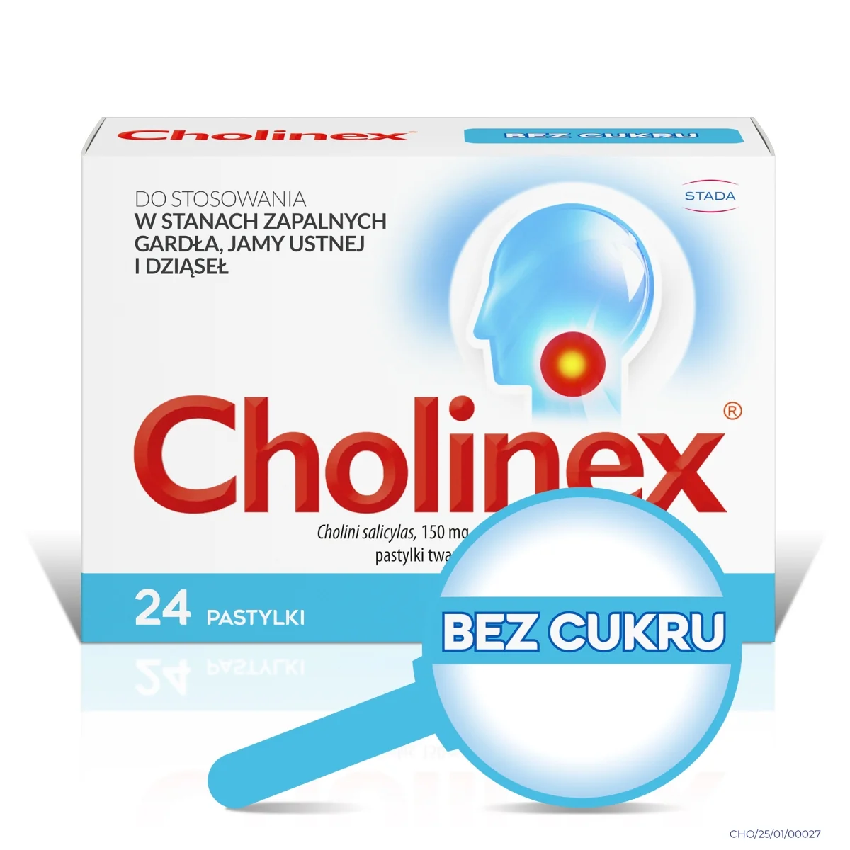 Cholinex bez cukru 150 mg, 24 pastylki twarde