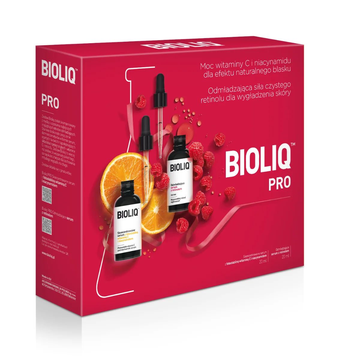 Bioliq Pro serum z fotostabilną witaminą C i niacynamidem, 20 ml + odmładzające serum z retinolem, 20 ml