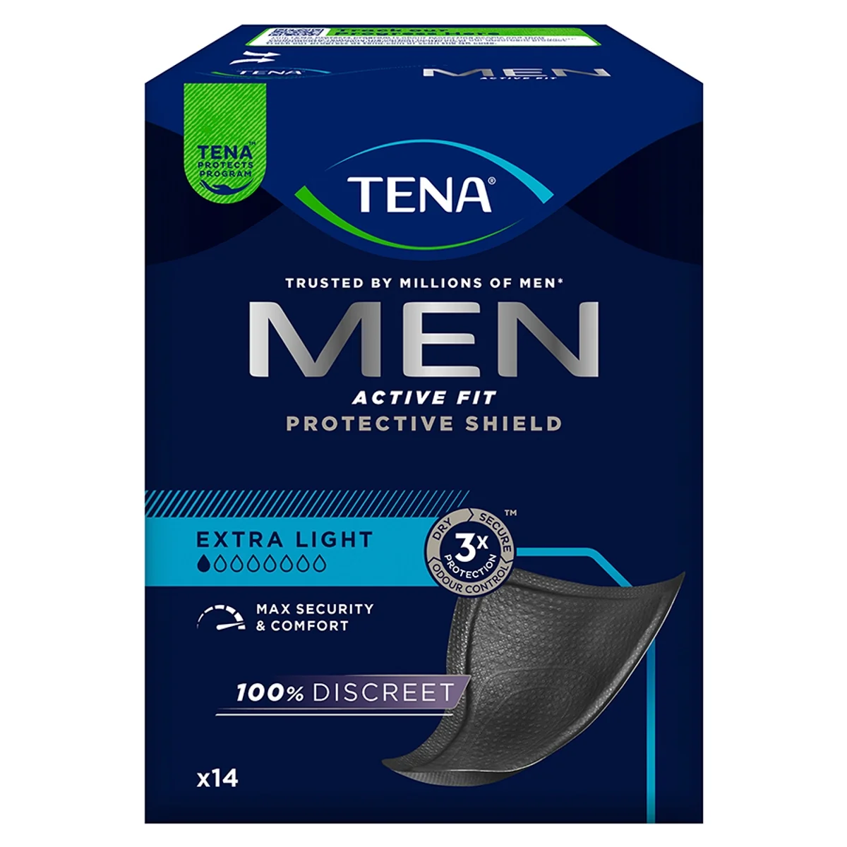 TENA Men Active Fit wkładki anatomiczne Extra Light Black, 14 sztuk