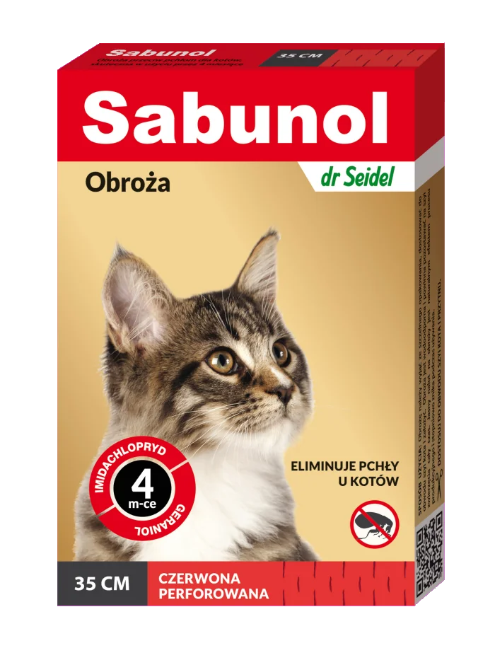 dr Seidel Sabunol obroża przeciw pchłom dla kotów czerwona, 1 szt.