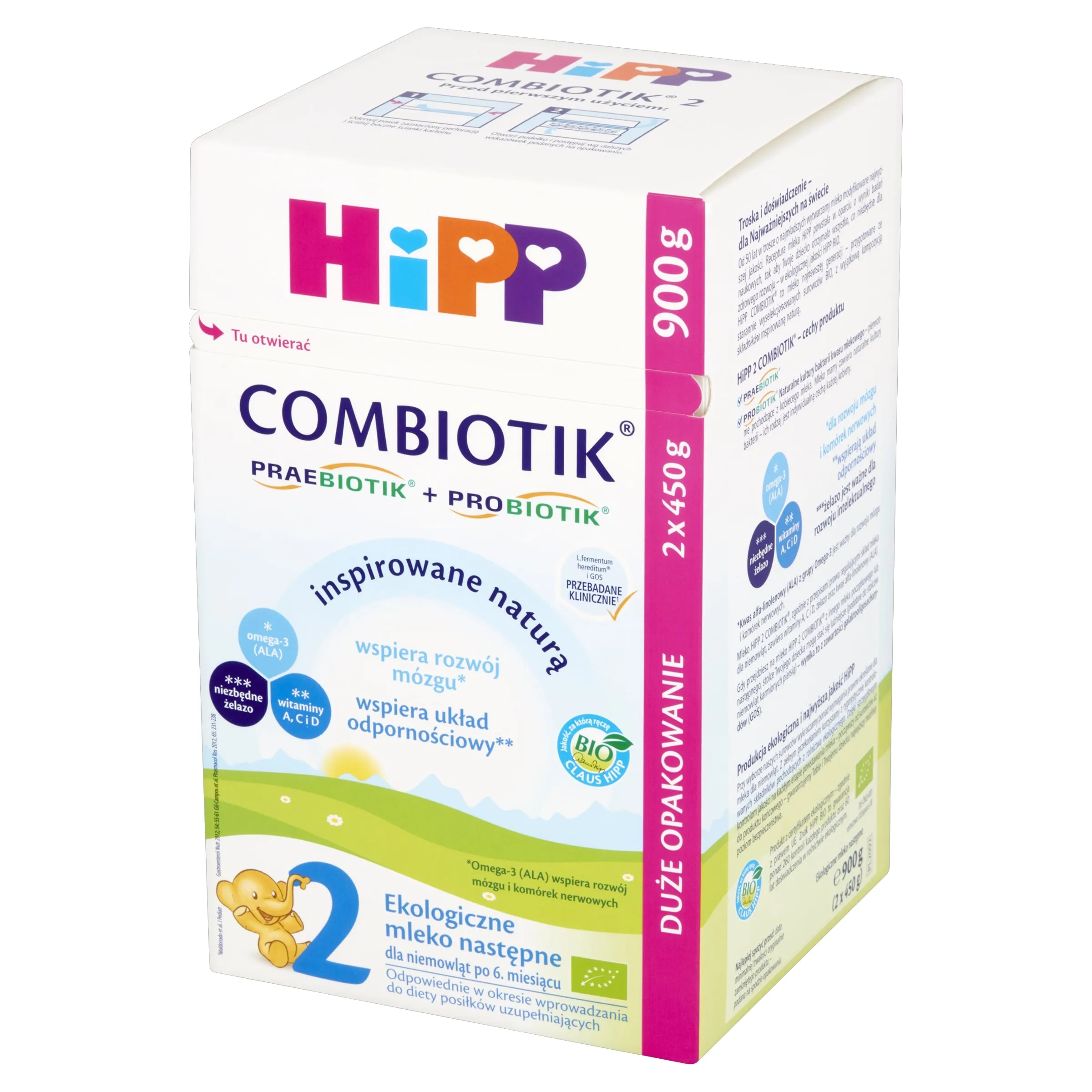 HiPP Bio Combiotik 2, mleko w proszku następne dla niemowląt po 6. miesiącu 900 g