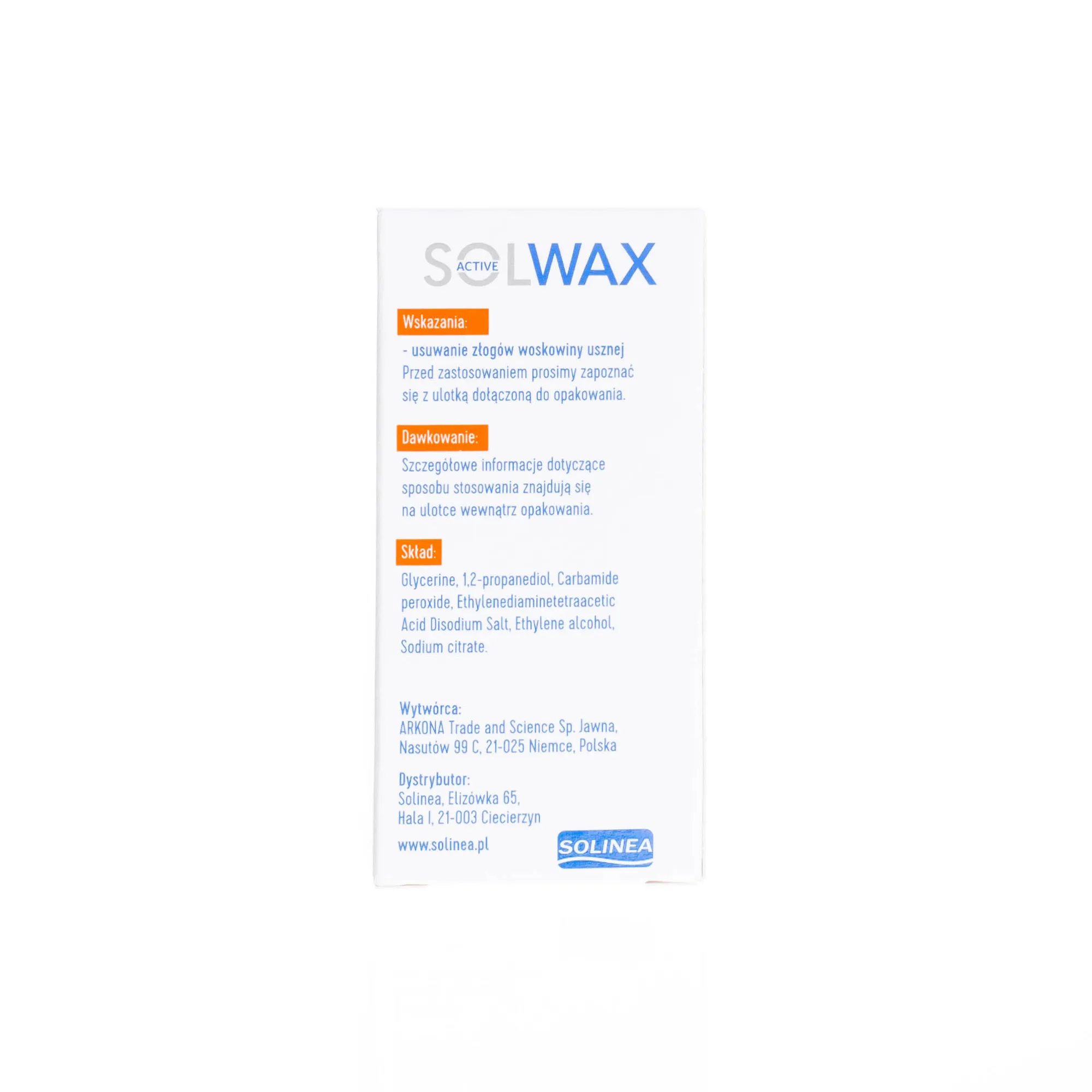 Solwax Active, krople do uszu aktywnie usuwające woskowinę, 15 ml 