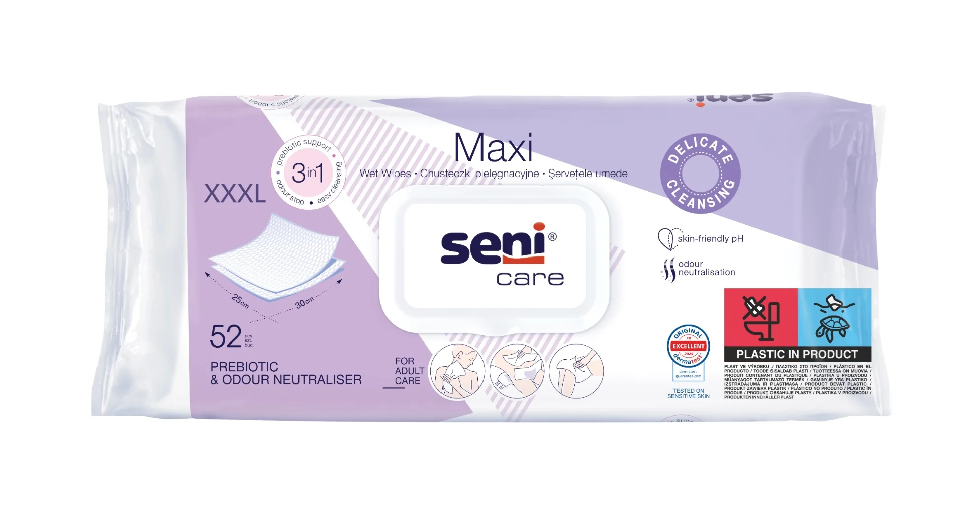 Seni Care Maxi nawilżane chusteczki pielęgnacyjne, 52 sztuki