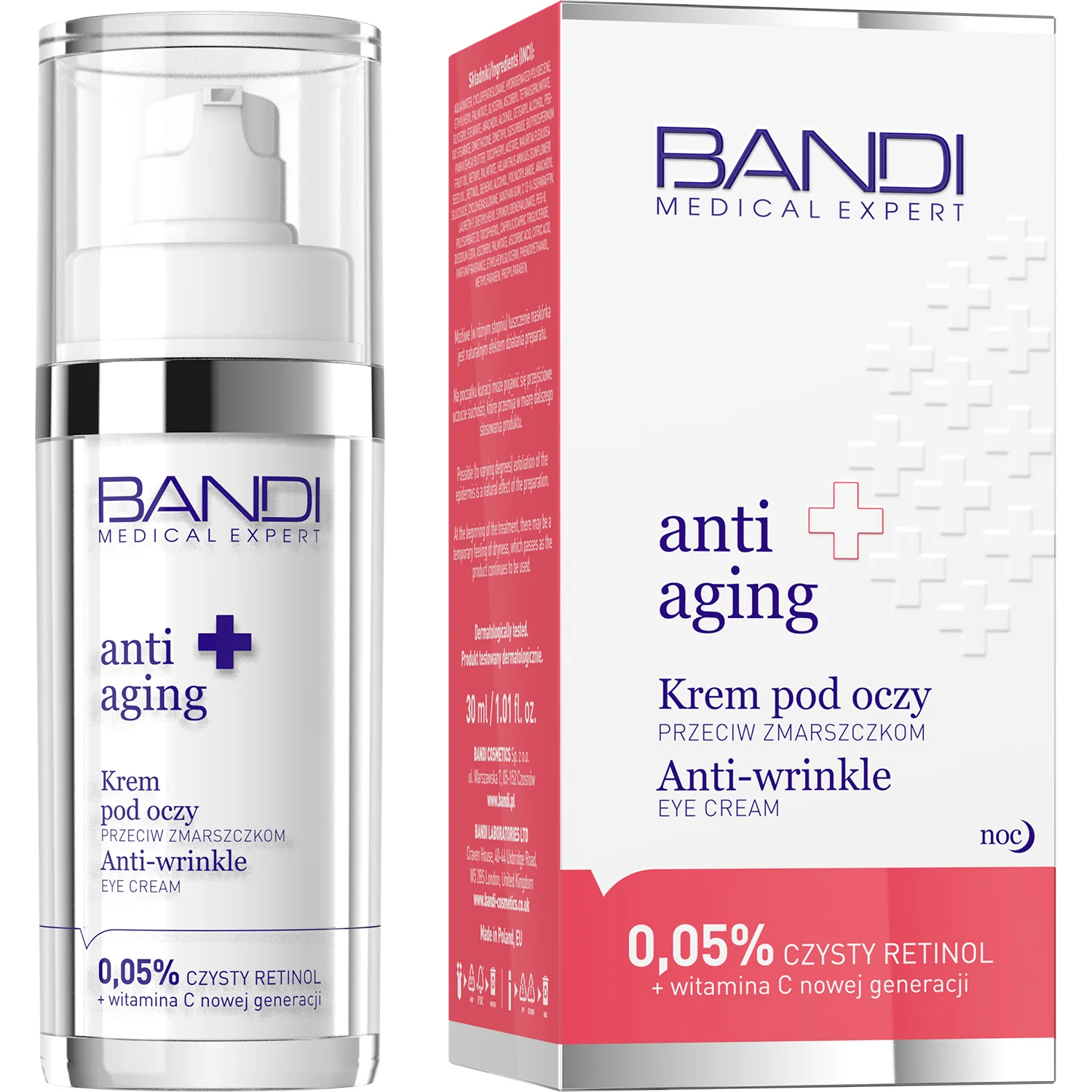 BANDI Medical Expert Anti-Aging krem pod oczy przeciw zmarszczkom z czystym retinolem i witaminą C, 30 ml