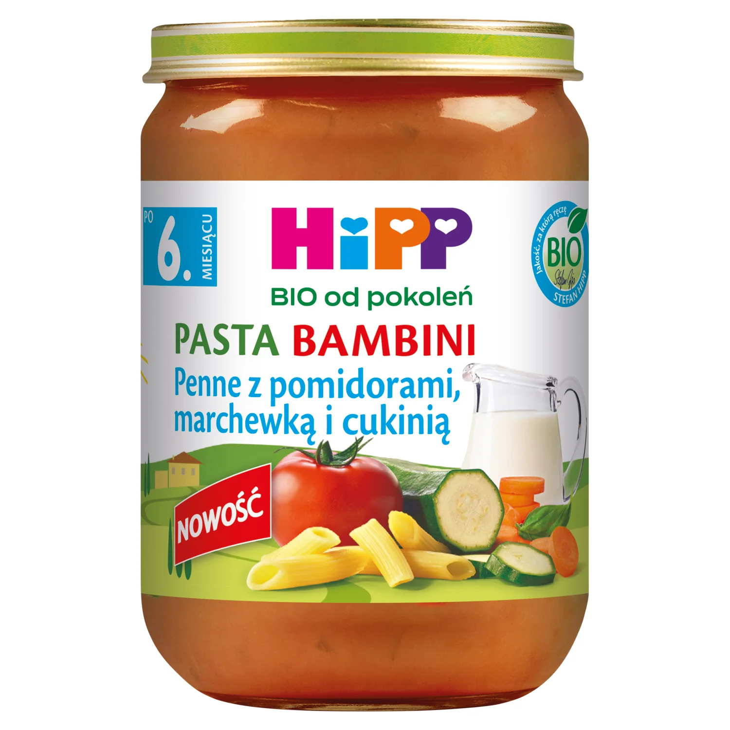 HIPP Pasta Bambini penne z pomidorami, marchewką i cukinią BIO, 190 g