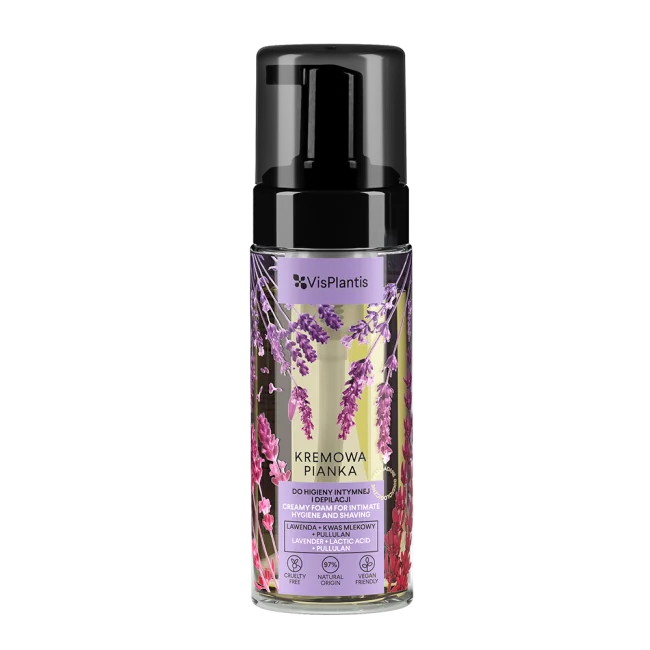VisPlantis kremowa pianka do higieny intymnej i depilacji Lawenda i Kwas mlekowy, 170 ml