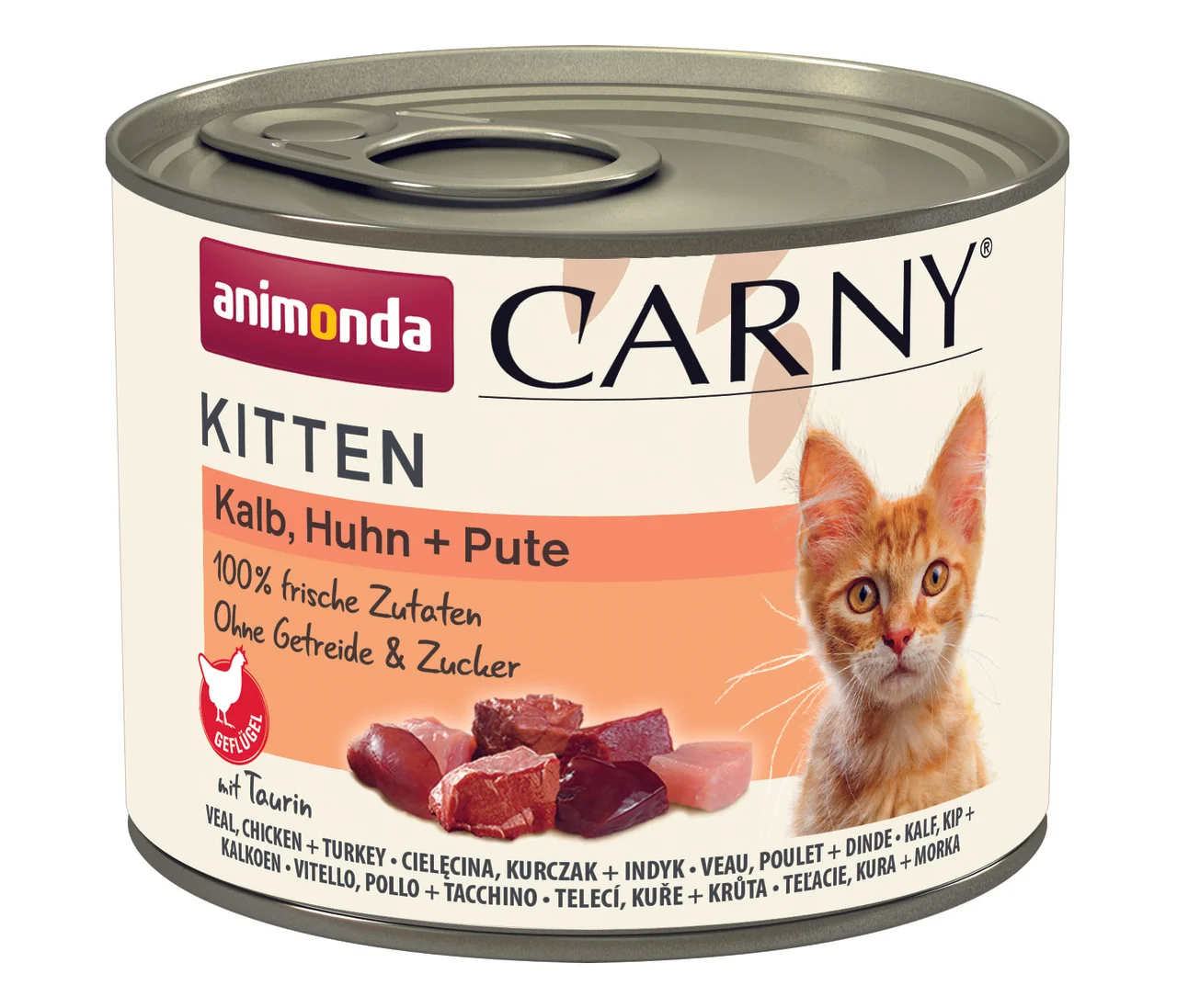 Animonda Carny Cat Kitten mokra karma dla kociąt z wołowiną, cielęciną i kurczakiem, 200 g