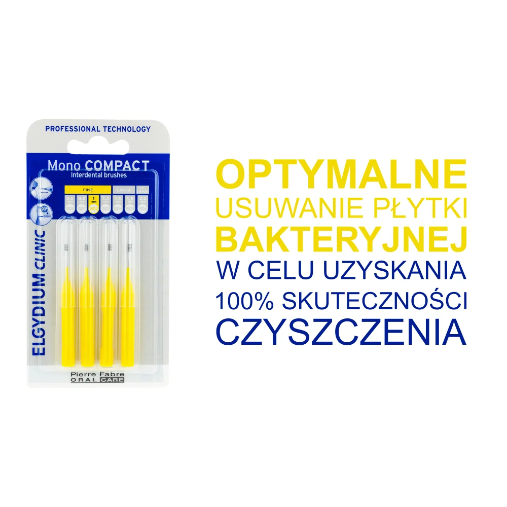 Elgydium Clinic Mono Compact szczoteczka międzyzębowa ISO 2 1,0 mm żółta, 4 szt.